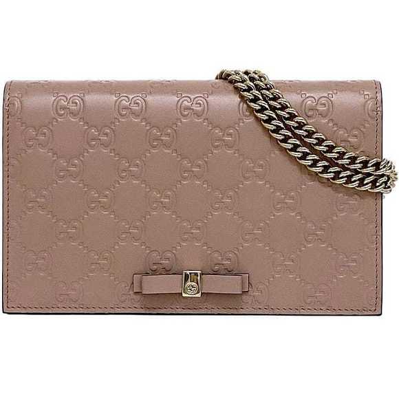 Gucci Chain Shoulder Wallet Leather Pink - Picture 1 of 10